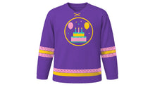 Load image into Gallery viewer, Birthday Original Hockey Jersey in Purple, front view – custom name and number