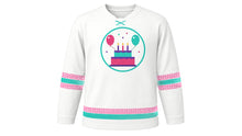 Load image into Gallery viewer, Birthday Original Hockey Jersey in White, front view – custom name and number