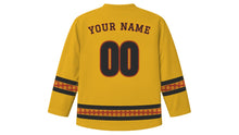 Load image into Gallery viewer, Bisket Jatra Original Hockey Jersey in Gold, back view with your name and number