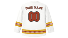 Load image into Gallery viewer, Bisket Jatra Original Hockey Jersey in White, back view with your name and number