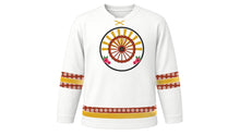 Load image into Gallery viewer, Bisket Jatra Original Hockey Jersey in White, front view – custom name and number