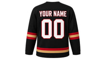 Load image into Gallery viewer, Black Friday Original Hockey Jersey in Black, back view with your name and number