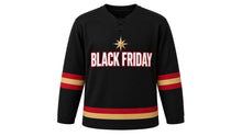 Load image into Gallery viewer, Black Friday Original Hockey Jersey in Black, front view – custom name and number