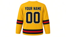 Load image into Gallery viewer, Black Friday Original Hockey Jersey in Gold, back view with your name and number