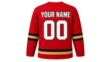 Load image into Gallery viewer, Black Friday Original Hockey Jersey in Red, back view with your name and number
