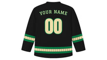 Load image into Gallery viewer, Bloomsday Original Hockey Jersey in Black, back view with your name and number
