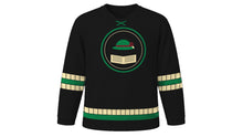 Load image into Gallery viewer, Bloomsday Original Hockey Jersey in Black, front view – custom name and number