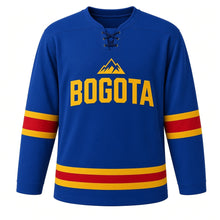 Load image into Gallery viewer, Bogota Original Hockey Jersey in Blue, front view – custom name and number