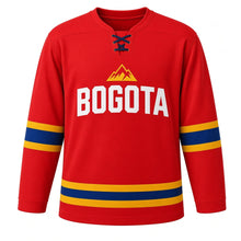 Load image into Gallery viewer, Bogota Original Hockey Jersey in Red, front view – custom name and number