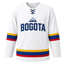 Load image into Gallery viewer, Bogota Original Hockey Jersey in White, front view – custom name and number