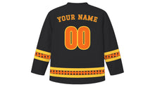 Load image into Gallery viewer, Bolas de Fuego Festival Original Hockey Jersey in Charcoal, back view with your name and number