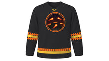 Load image into Gallery viewer, Bolas de Fuego Festival Original Hockey Jersey in Charcoal, front view – custom name and number