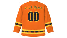 Load image into Gallery viewer, Bolas de Fuego Festival Original Hockey Jersey in Flame Orange, back view with your name and number