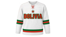 Load image into Gallery viewer, Bolivia Original Hockey Jersey in White, front view – custom name and number
