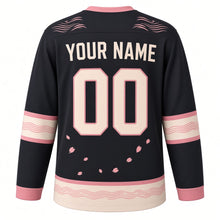 Load image into Gallery viewer, Bonsai Zen Garden Original Hockey Jersey in Ink Night, back view with your name and number – ripple-pattern yoke and raked-sand sleeve stripes