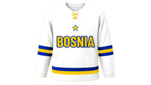 Load image into Gallery viewer, Bosnia and Herzegovina Original Hockey Jersey in White, front view – custom name and number