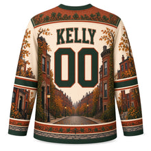 Load image into Gallery viewer, Boston Beacon Hill Brownstones Original Hockey Jersey in Gaslamp Cream, back view with your name and number