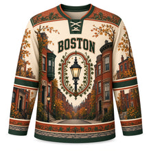 Load image into Gallery viewer, Boston Beacon Hill Brownstones Original Hockey Jersey in Gaslamp Cream, front view – custom name and number