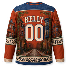 Load image into Gallery viewer, Boston Beacon Hill Brownstones Original Hockey Jersey in Brick Rust, back view with your name and number