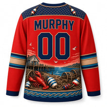 Load image into Gallery viewer, Boston Lobster Shack Coast Original Hockey Jersey in Lobster Coral, back view with your name and number