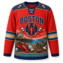Load image into Gallery viewer, Boston Lobster Shack Coast Original Hockey Jersey in Lobster Coral, front view – custom name and number