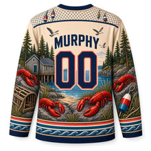 Load image into Gallery viewer, Boston Lobster Shack Coast Original Hockey Jersey in Dune Sand, back view with your name and number
