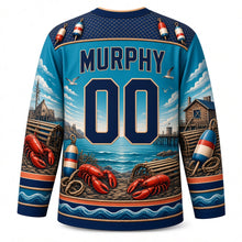 Load image into Gallery viewer, Boston Lobster Shack Coast Original Hockey Jersey in Buoy Teal, back view with your name and number