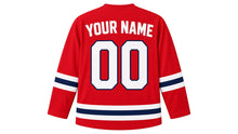 Load image into Gallery viewer, Boston Original Hockey Jersey in Red, back view with your name and number