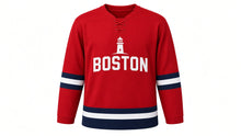 Load image into Gallery viewer, Boston Original Hockey Jersey in Red, front view – custom name and number
