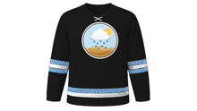Load image into Gallery viewer, Botswana Day Original Hockey Jersey in Black, front view – custom name and number