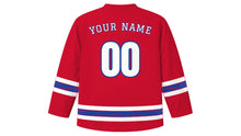 Load image into Gallery viewer, Boun Ok Phansa Original Hockey Jersey in Lao Red, back view with your name and number