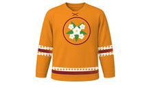 Load image into Gallery viewer, Boun That Luang Original Hockey Jersey in Saffron Orange, front view – custom name and number