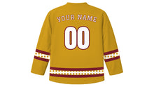 Load image into Gallery viewer, Boun That Luang Original Hockey Jersey in Temple Gold, back view with your name and number