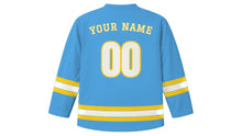 Load image into Gallery viewer, Brasília Original Hockey Jersey in Sky Blue, back view with your name and number