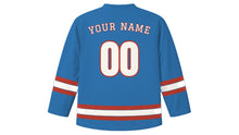Load image into Gallery viewer, Bratislava Original Hockey Jersey in Danube Blue, back view with your name and number