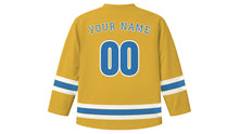 Load image into Gallery viewer, Bratislava Original Hockey Jersey in Vineyard Gold, back view with your name and number