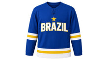 Load image into Gallery viewer, Brazil Original Hockey Jersey in Blue, front view – custom name and number