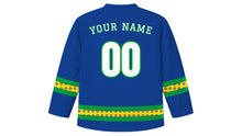 Load image into Gallery viewer, Brazilian Independence Day Original Hockey Jersey in Blue, back view with your name and number