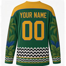 Load image into Gallery viewer, Brazilian Republic Day Original Hockey Jersey in Republic Green, back view with custom YOUR NAME and 00