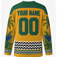 Load image into Gallery viewer, Brazilian Republic Day Original Hockey Jersey in Golden Yellow, back view with custom YOUR NAME and 00