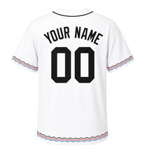 Load image into Gallery viewer, Breakwater Waves Milwaukee Baseball Jersey in Whitecap White, back view with your name and number – custom block name and number with wave-pattern sleeves
