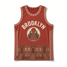 Load image into Gallery viewer, Brooklyn Brownstone Original Basketball Jersey in Brick Red, front view – custom name and number