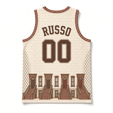 Load image into Gallery viewer, Brooklyn Brownstone Original Basketball Jersey in Tile Cream, back view with your name and number