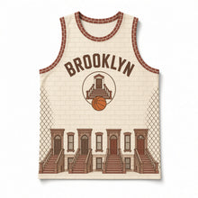 Load image into Gallery viewer, Brooklyn Brownstone Original Basketball Jersey in Tile Cream, front view – custom name and number
