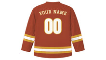 Load image into Gallery viewer, Bruges Original Hockey Jersey in Belfry Brick, back view with your name and number