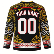Load image into Gallery viewer, Brunei National Day Original Hockey Jersey in Black, back view with custom YOUR NAME and 00