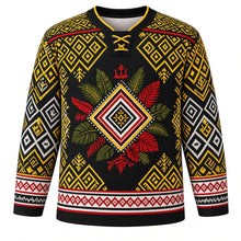 Load image into Gallery viewer, Brunei National Day Original Hockey Jersey in Black, front view with themed artwork and clean crest