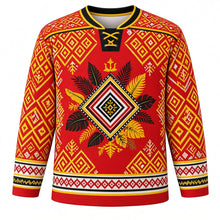 Load image into Gallery viewer, Brunei National Day Original Hockey Jersey in Red, front view with themed artwork and clean crest