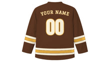 Load image into Gallery viewer, Brussels Original Hockey Jersey in Chocolate Brown, back view with your name and number