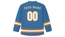 Load image into Gallery viewer, Bucharest Original Hockey Jersey in Herastrau Blue, back view with your name and number